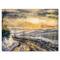 Designart - Winter Landscape With Road Under Bright Sunset - Traditional Canvas Wall Art Print